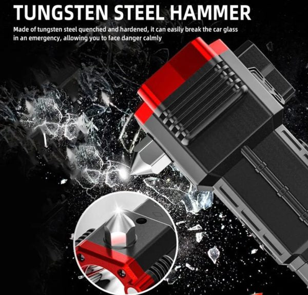 High-Power Led Torch Light Rechargeable Flashlight And Multifunctional Tactical Hammer & Power Bank To Charge The Phone With Box (Random Color)
