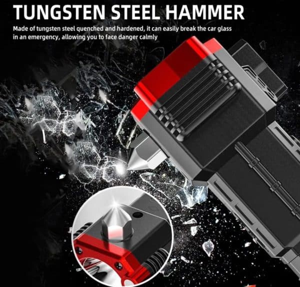 High-Power Led Torch Light Rechargeable Flashlight And Multifunctional Tactical Hammer & Power Bank To Charge The Phone With Box (Random Color)