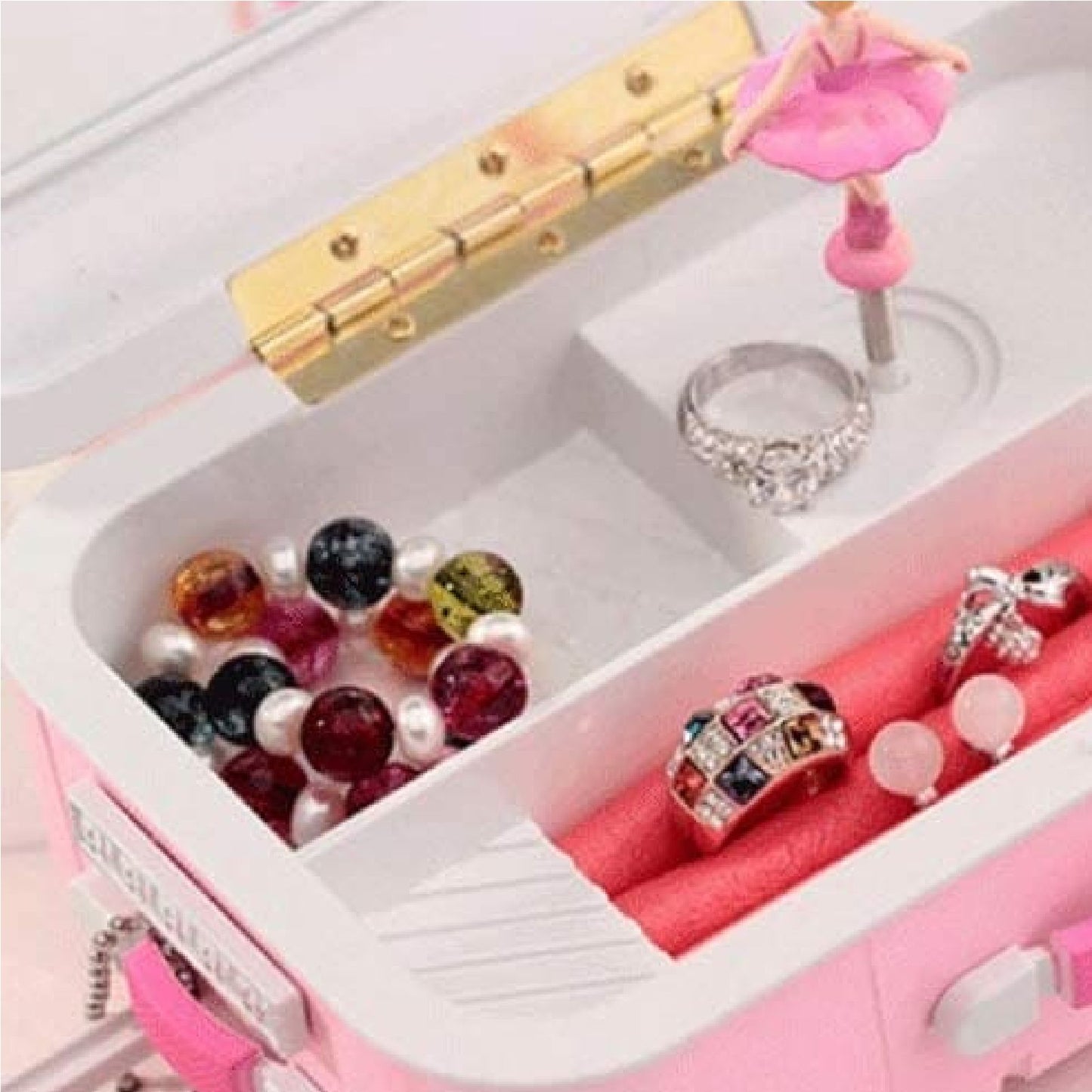 Mini Jewellery Suitcase Music Box with Spinning Ballet Dance Cosmetic Storage Box