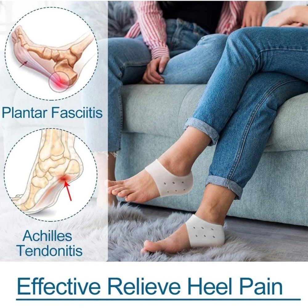 Silicone Gel Heel Pad Socks | Pain Relief & Anti‑Crack | 1 Pair Heel Guards & Protectors For Men & Women