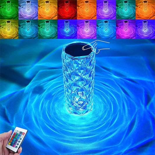 16Colors USB Rechargeable LED Atmosphere Room Decor Christmas Room Decoration Home Lights Crystal Lamp Touch Table Bedside Lamps